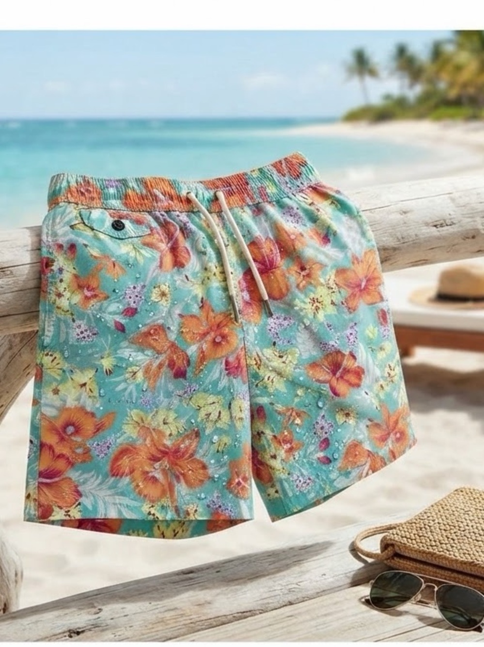 Polo Ralph Lauren Tropical Hawaiian Floral Swim Trunks Small $99